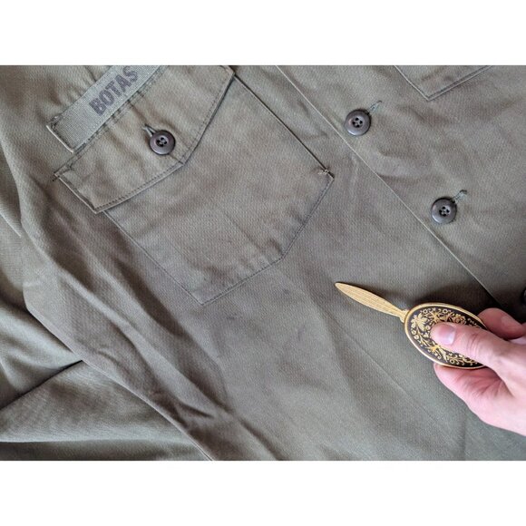 US Military Vintage 70s Men's Cotton Blend Utility OG-507 Field Shirt / Size L - Picture 6 of 11